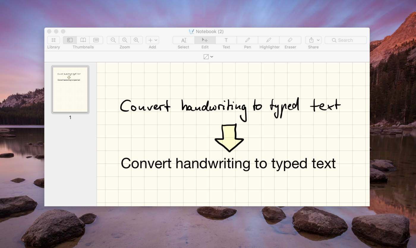 convert ink text to recognizable text in onenote for mac