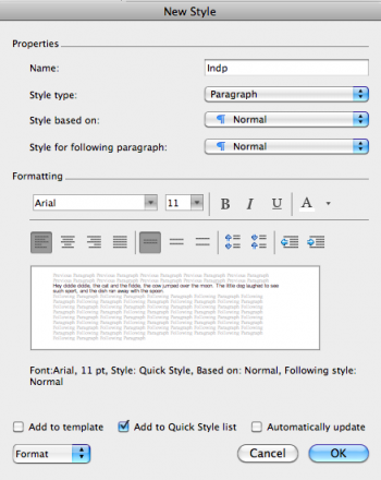 mac word 2011 change spacing for styles